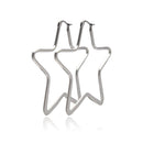 Rhodium Plated Stainless Steel Star Hoop Earrings - SSE00050