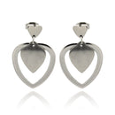 Rhodium Plated Stainless Steel Dangling Multi Heart Post Earrings - SSE00064