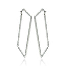 Rhodium Plated Stainless Steel Rectangle Crinkle Hoops Earrings - SSE00066
