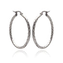Rhodium Plated Stainless Steel Twisted Hoop Earrings - SSE00068