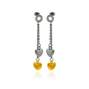 Gold & Rhodium Plated Stainless Steel Multi Heart Dangle Earrings - SSE00098