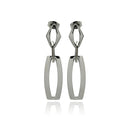 Rhodium Plated Stainless Steel Geometric Dangle Earrings - SSE00100