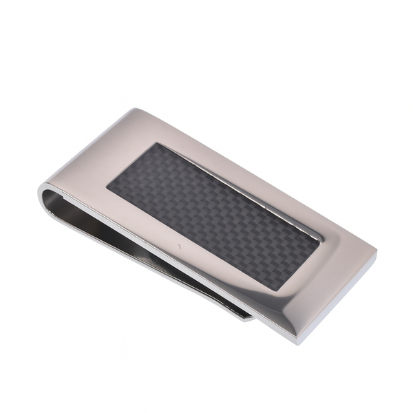 Clip para billetes de fibra de carbono de acero inoxidable rodiado (22 mm x 49 mm) - SSM00009