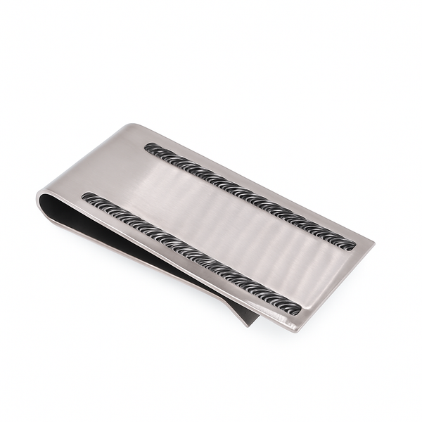 Clip para billetes de acero inoxidable rodiado con borde de cuerda de 22 mm x 49 mm - SSM00010