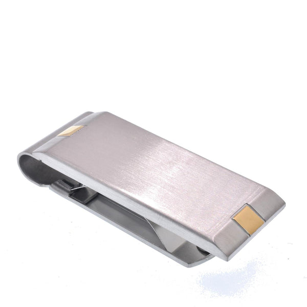 Pinza para billetes de acero inoxidable rodiado con detalles en dorado cepillado de 19,5 mm x 52 mm - SSM00015