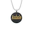 Rhodium Plated Stainless Asshole Disc Pendant Necklace - SSN00044