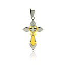 Gold & Rhodium Plated Stainless Steel Embellished Cross Pendant - SSP00174
