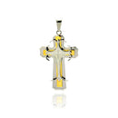 Gold & Rhodium Plated Stainless Steel Layered Embellished Cross Pendant - SSP00179