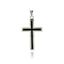 Black & Rhodium Plated Stainless Steel Cross Pendant - SSP00183