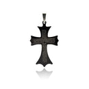 Black Rhodium Plated Stainless Steel Spanish Our Father Cross Pendant - SSP00200