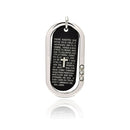 Black & Rhodium Plated Stainless Steel Spanish Our Father CZ Dog Tag Pendant - SSP00212
