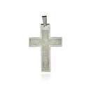 Cruz con oración del Padre Nuestro en acero inoxidable rodiado - SSP00218