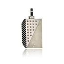 Rhodium Plated Stainless Layered Multi Textured CZ Dog Tag Pendant - SSP00226