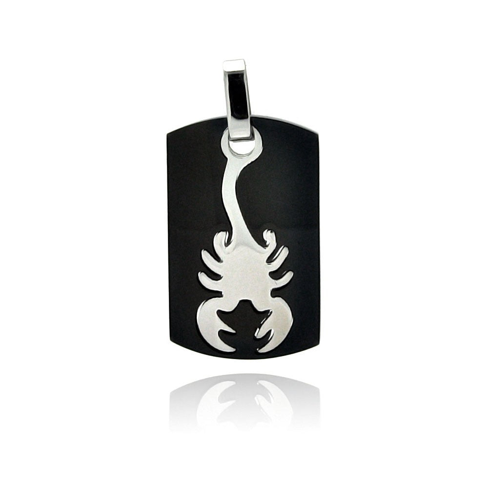 Stainless Steel Brushed Finish Scorpion Dogtag 19.4mm x 32.3mm Pendant - SSP00272
