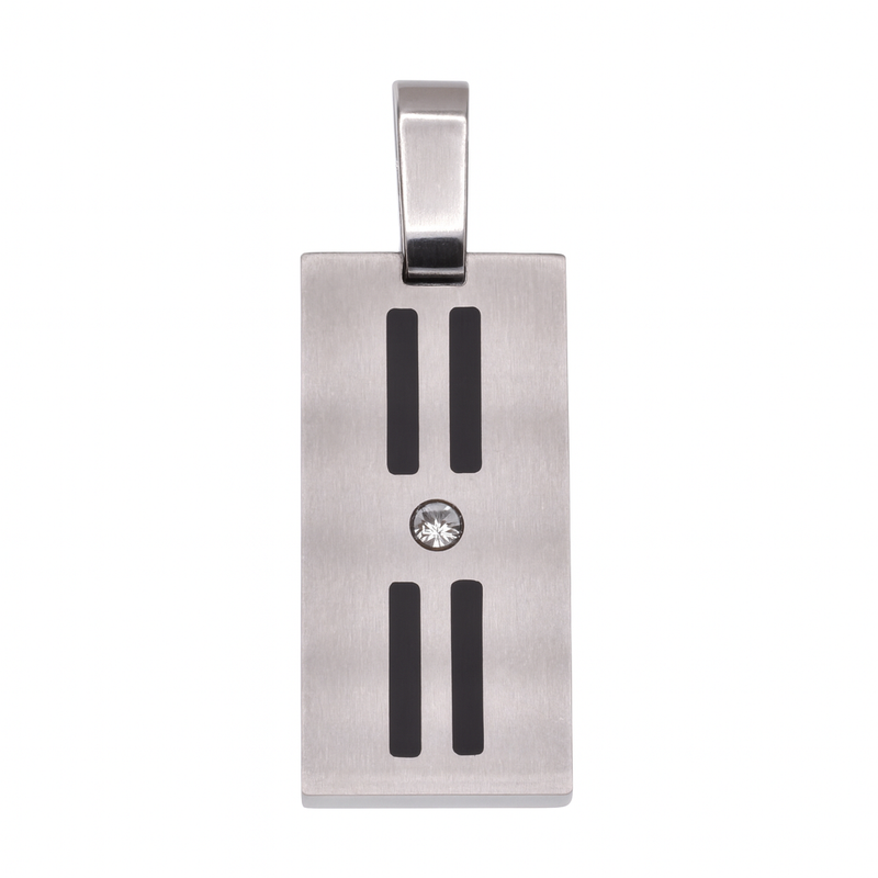 Colgante de barra cuádruple de acero inoxidable rodiado negro - SSP00524