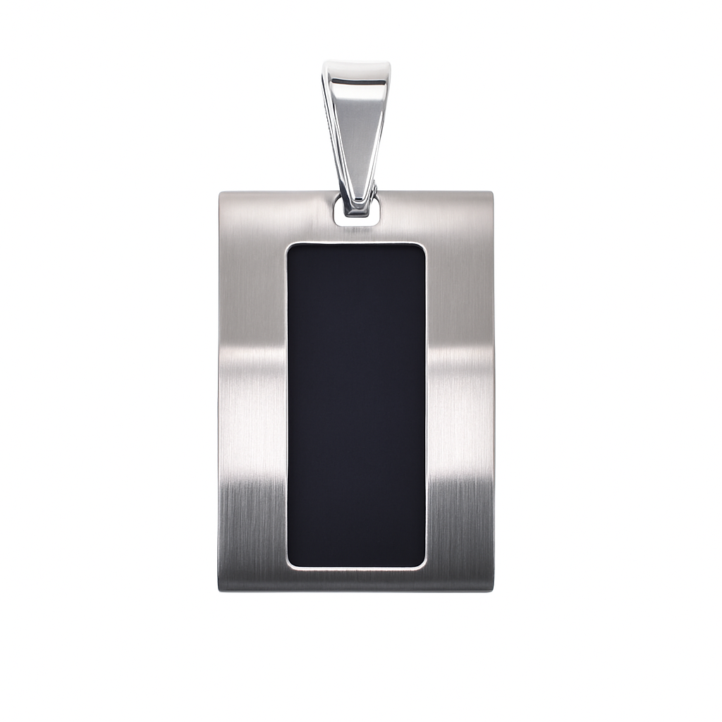 Colgante de acero inoxidable negro mate con baño de rodio - SSP00527