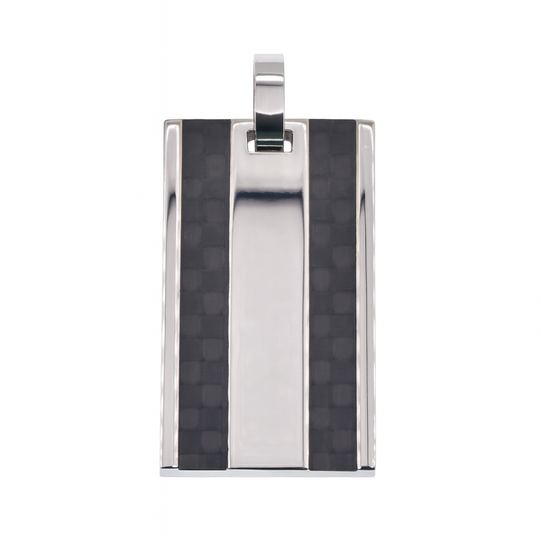 Colgante de fibra de carbono de doble hilera de acero inoxidable rodiado - SSP00531