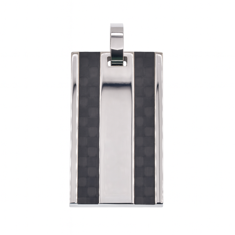 Colgante de fibra de carbono de doble hilera de acero inoxidable rodiado - SSP00531