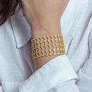 Pulsera de plata de ley 925 bañada en oro con circonitas cúbicas transparentes - STB00361GP