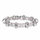 Pulsera de plata de ley 925 rodiada con arco y circonitas incrustadas para hombre - STBM0003