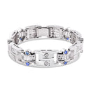 **Precio final** Pulsera YLW CZ transparente con eslabones chapados en rodio y plata 925 para hombre - STBM04