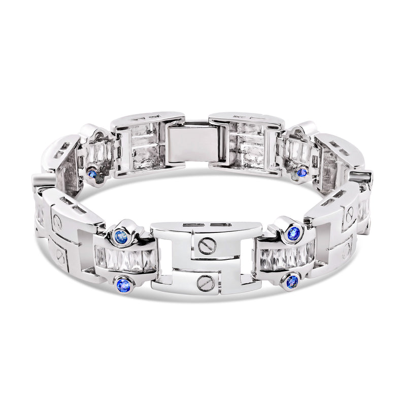 **Precio final** Pulsera YLW CZ transparente con eslabones chapados en rodio y plata 925 para hombre - STBM04