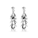 Clearance-Silver 925 Rhodium Plated Multi Black Flat Circle Dangling Earrings - STE00196