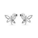 Silver 925 Rhodium Plated Dragonfly Butterfly CZ Stud Earrings - STE00457