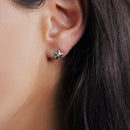 Pendientes de plata de ley 925 rodiada con estrella de diamantes - STE00995DIA