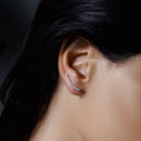 Silver 925 Rhodium Plated CZ Encrusted Bar Earrings - STE01036