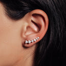 Silver 925 Rhodium Plated 6 Arrow Up CZ Climbing Earrings - STE01067