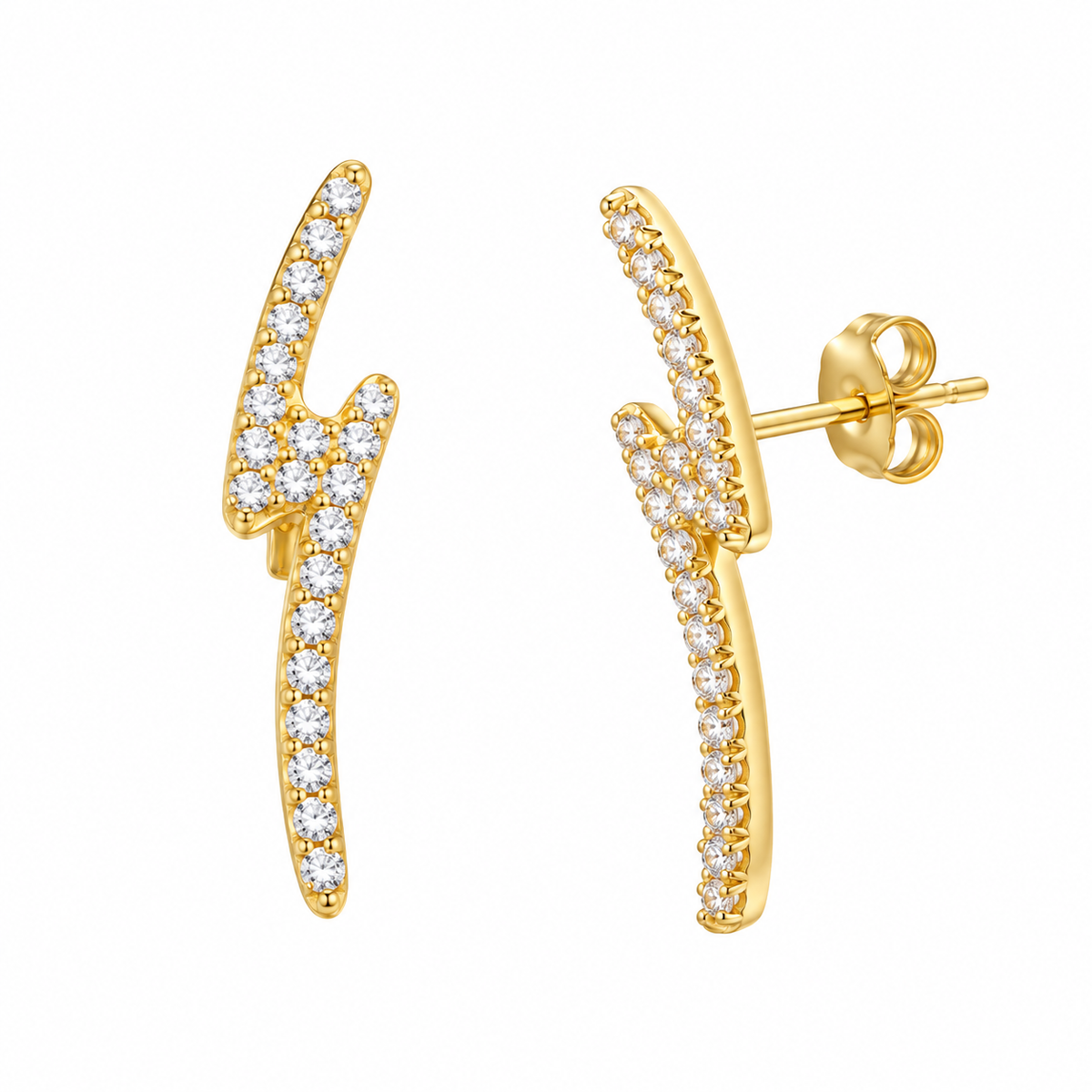 Plated 925 Sterling Silver Lightning CZ Climber Earrings - STE01076