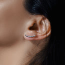 Silver 925 Rhodium Plated CZ Climbing Earrings - STE01031