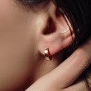 Gold Plated 925 Sterling Silver CZ huggie hoop Earring - STE01267GP