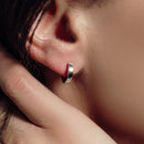 Rhodium Plated 925 Sterling Silver CZ Huggy Earring - STE01267RH