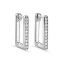 Rhodium Plated 925 Sterling Silver Square Clear CZ Latch Lock Earring - STE01382