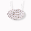 Collar ajustable con colgante ovalado de circonita cúbica transparente chapado en rodio en plata 925 - STP00009