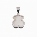 Rhodium Plated 925 Sterling Silver Fresh Water Pearl Teddy Bear 14.5mm x 16mm Pendant - STP00017