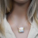 Clearance-Silver 925 Rhodium Plated Clear CZ Square Pendant Necklace - STP00677