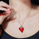 Collar de corazón de esmalte rojo en plata de ley 925 rodiada - STP00845