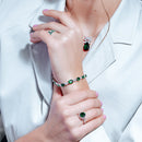 Silver 925 Rhodium Plated 2 Toned Clear and Green CZ Tennis Bracelet - BGB00266GRN