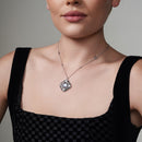 Collar con colgante de perlas CZ transparentes bañadas en rodio de plata 925 - STP01344