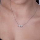 Collar con colgante de mascarada de circonita transparente chapado en rodio de plata 925 - STP01440