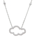 Rhodium Plated 925 Sterling Silver Clear CZ Encrusted Open Cloud Necklace - STP01528