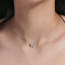 Rhodium Plated 925 Sterling Silver Butterfly CZ Necklace - STP01808