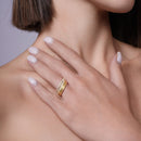 Silver 925 Gold Plated CZ Ring Set - STR00517GP