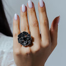 Liquidación - Anillo de plata 925 rodiada y rodio negro con pavé negro y circonitas cúbicas - STR00521BLK