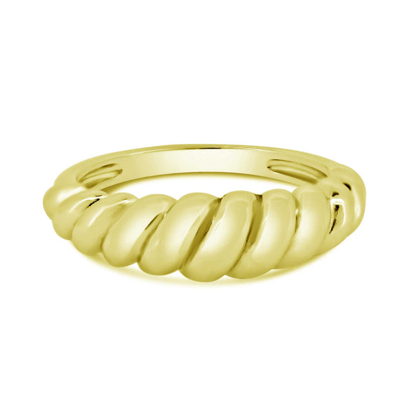 Silver 925 Gold Plated Croissant Design Ring - STR01166GP