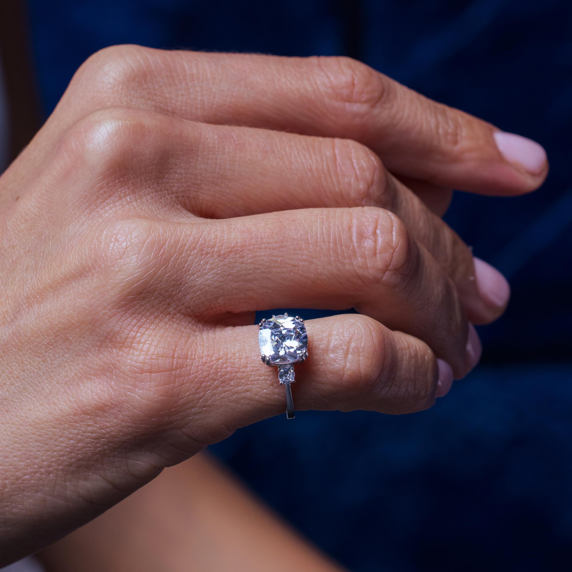 Rhodium Plated 925 Sterling Silver  Engagement CZ Ring - STR01169