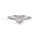 925 Sterling Silver Nickel Free Rhodium Plated Syntethic Opal Heart Clear CZ Ring - STR01172